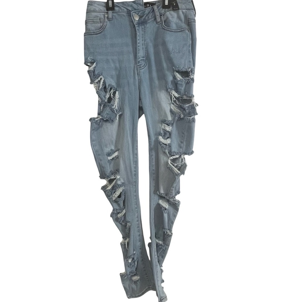 Akira Womens Distressed‎ Ripped Denim Jeans Blue Size 7 W27 NEW